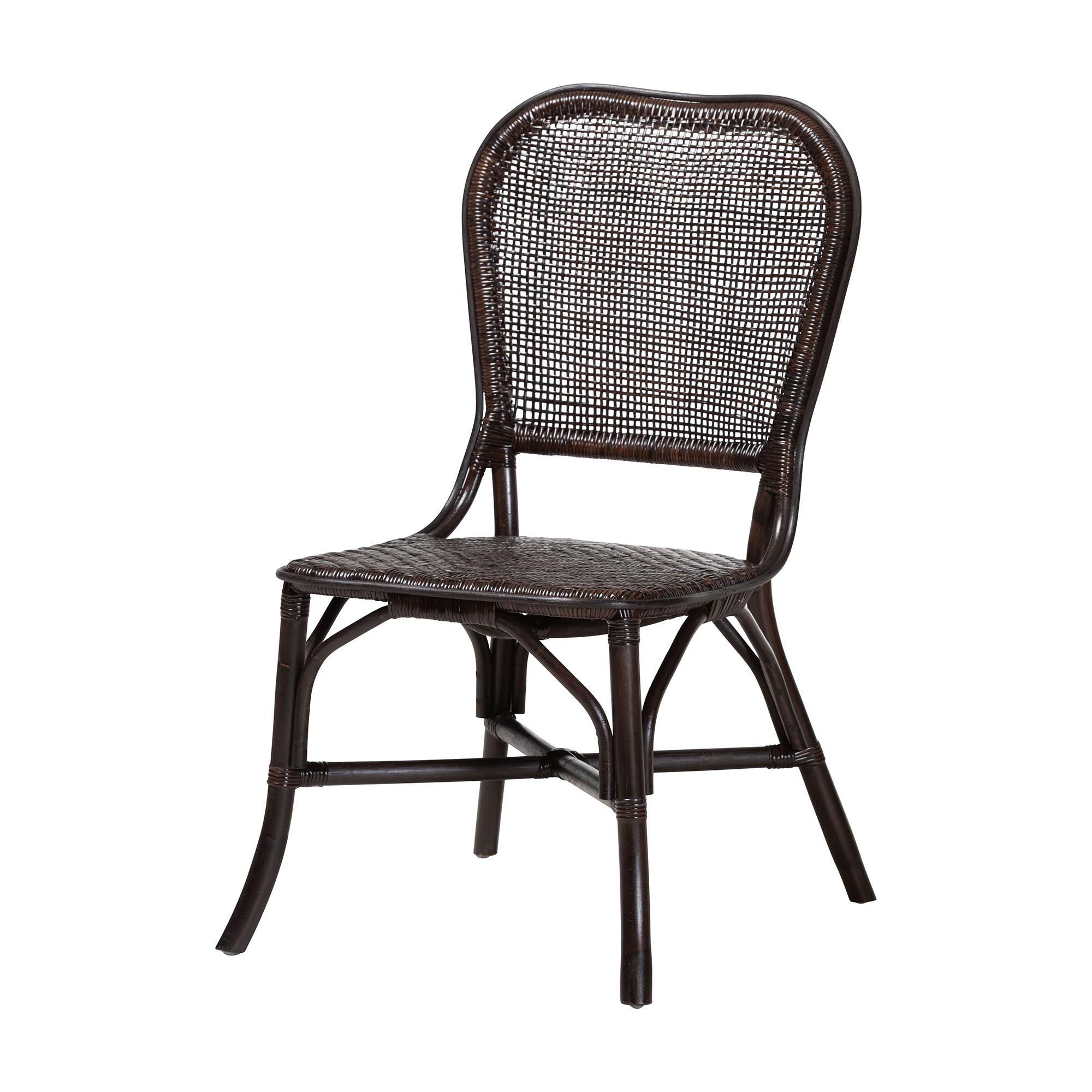 bali & pari Irene Natural Rattan Dining Chair - Handwoven Wicker Accent Chair with Lattice Backrest for Kitchen or Dining Room